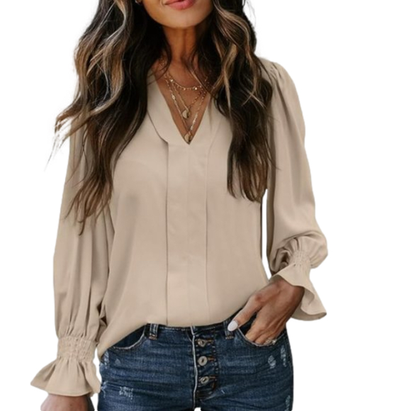 PURPLE Womens Fashion Tops V Neck Blouses Dressy Casual 3/4 length sleeve - Picture 1 of 2